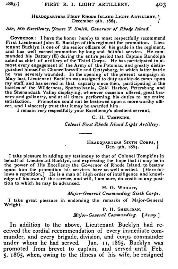 John K. Bucklyn Commendation