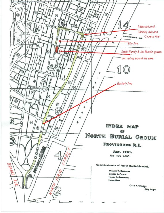 Map of North Burial Ground, Providence, Rhode Islan